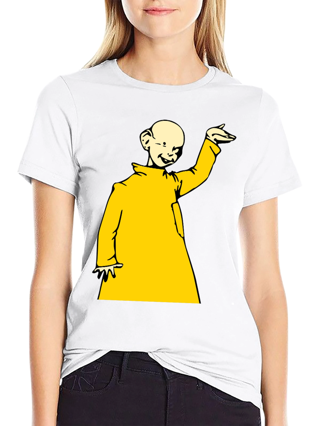 Black T-Shirt with Yellow Cartoon Design