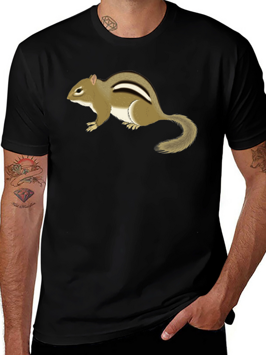 Chipmunk Graphic Tee - Black Cotton T-Shirt