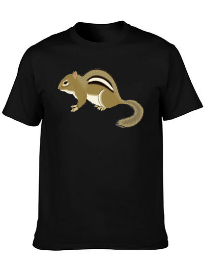 Chipmunk Graphic Tee - Black Cotton T-Shirt