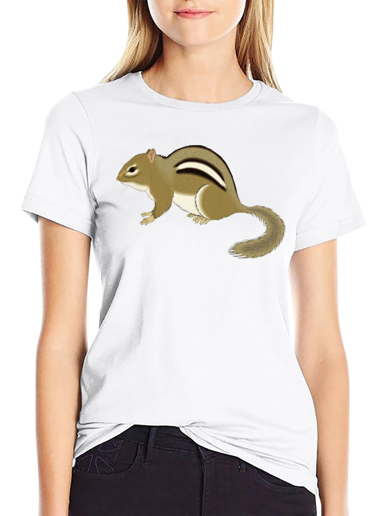 Chipmunk Graphic Tee - Black Cotton T-Shirt