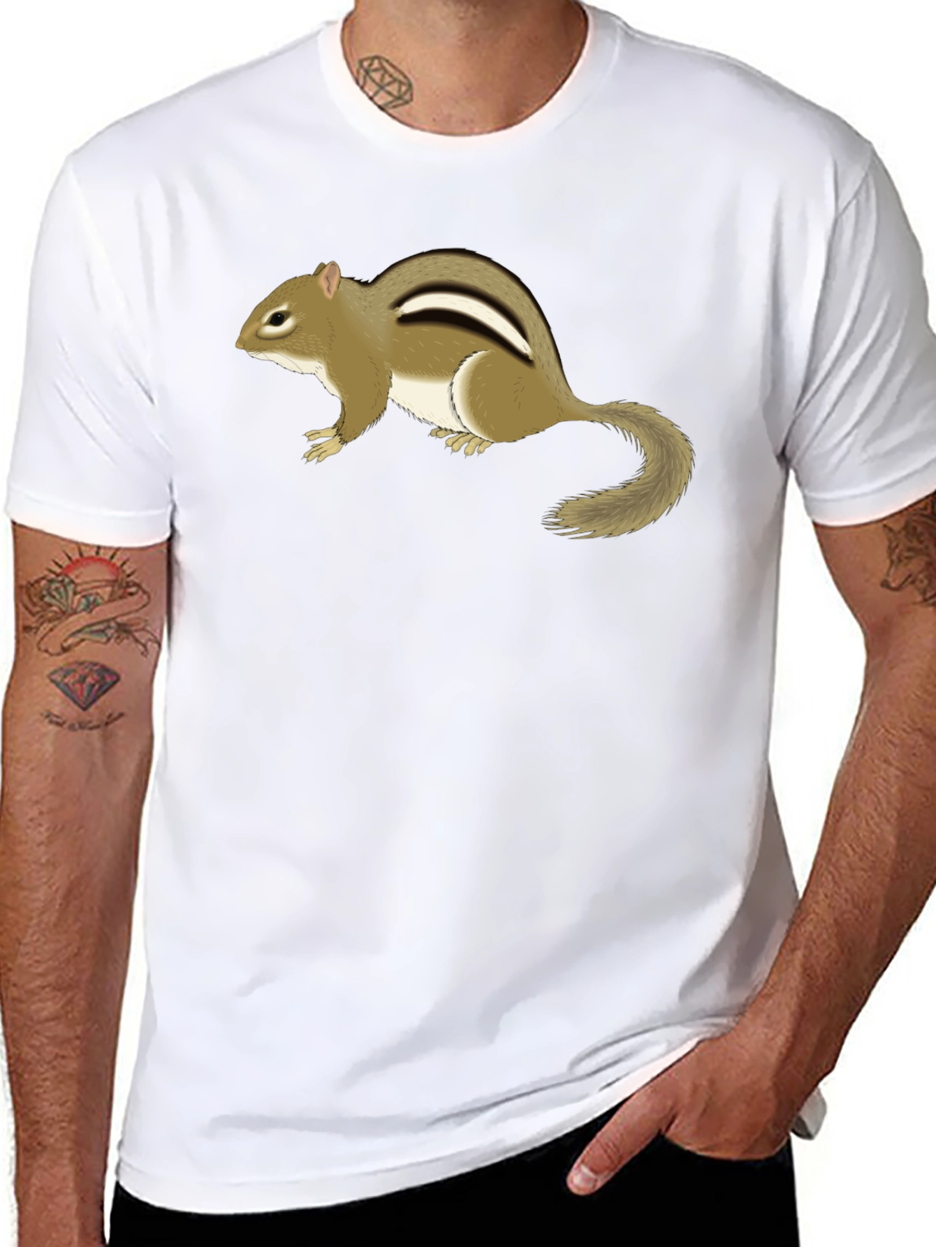 Chipmunk Graphic Tee - Black Cotton T-Shirt