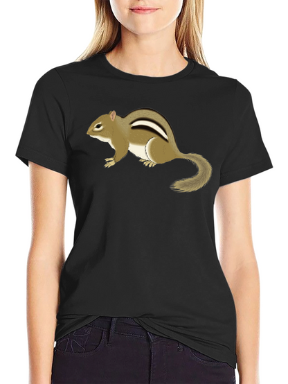 Chipmunk Graphic Tee - Black Cotton T-Shirt