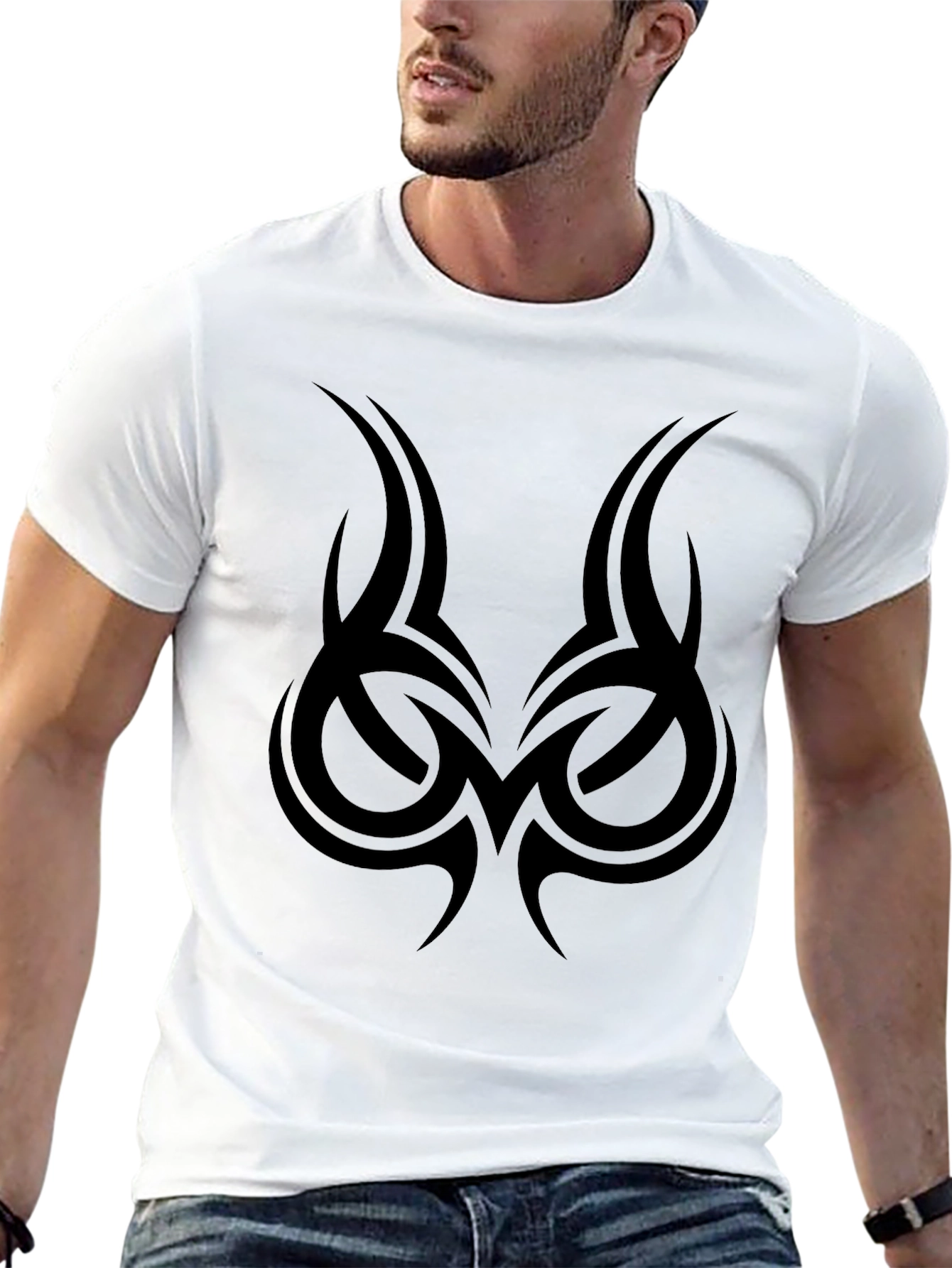 Tribal Tattoo Graphic Tee - Mens Black T-Shirt