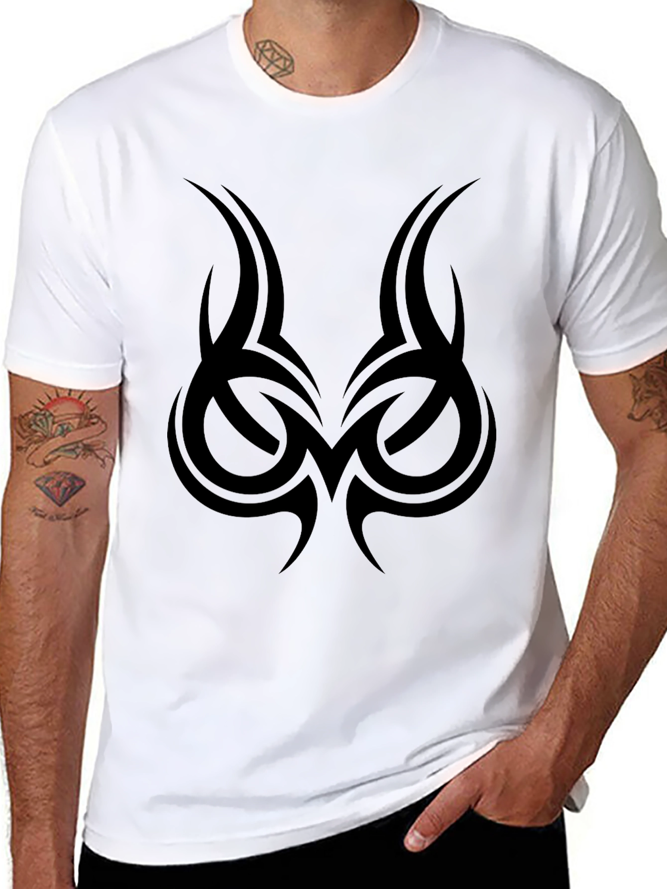 Tribal Tattoo Graphic Tee - Mens Black T-Shirt