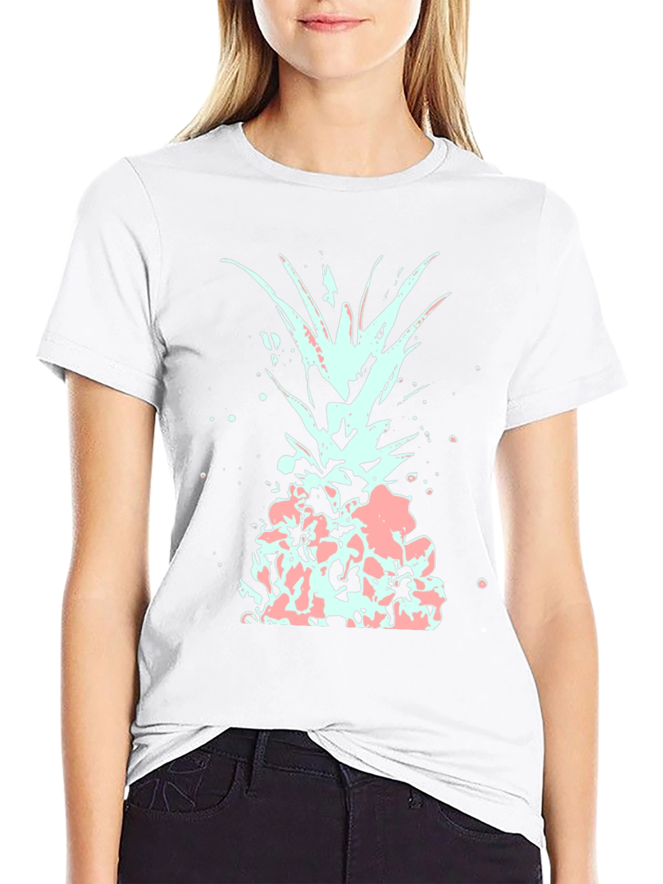 Mens Black T-Shirt with Abstract Pineapple Design