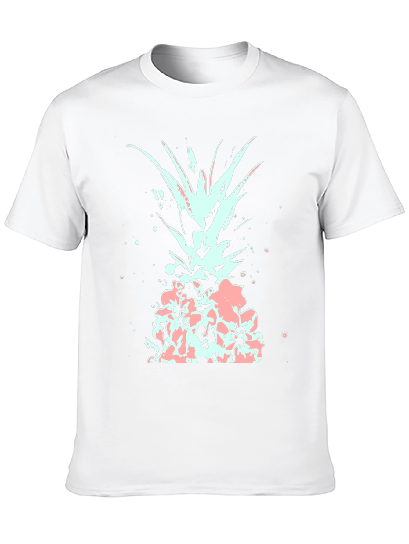 Mens Black T-Shirt with Abstract Pineapple Design