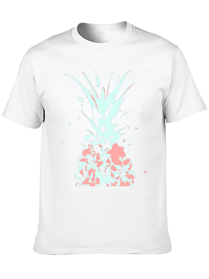 Mens Black T-Shirt with Abstract Pineapple Design
