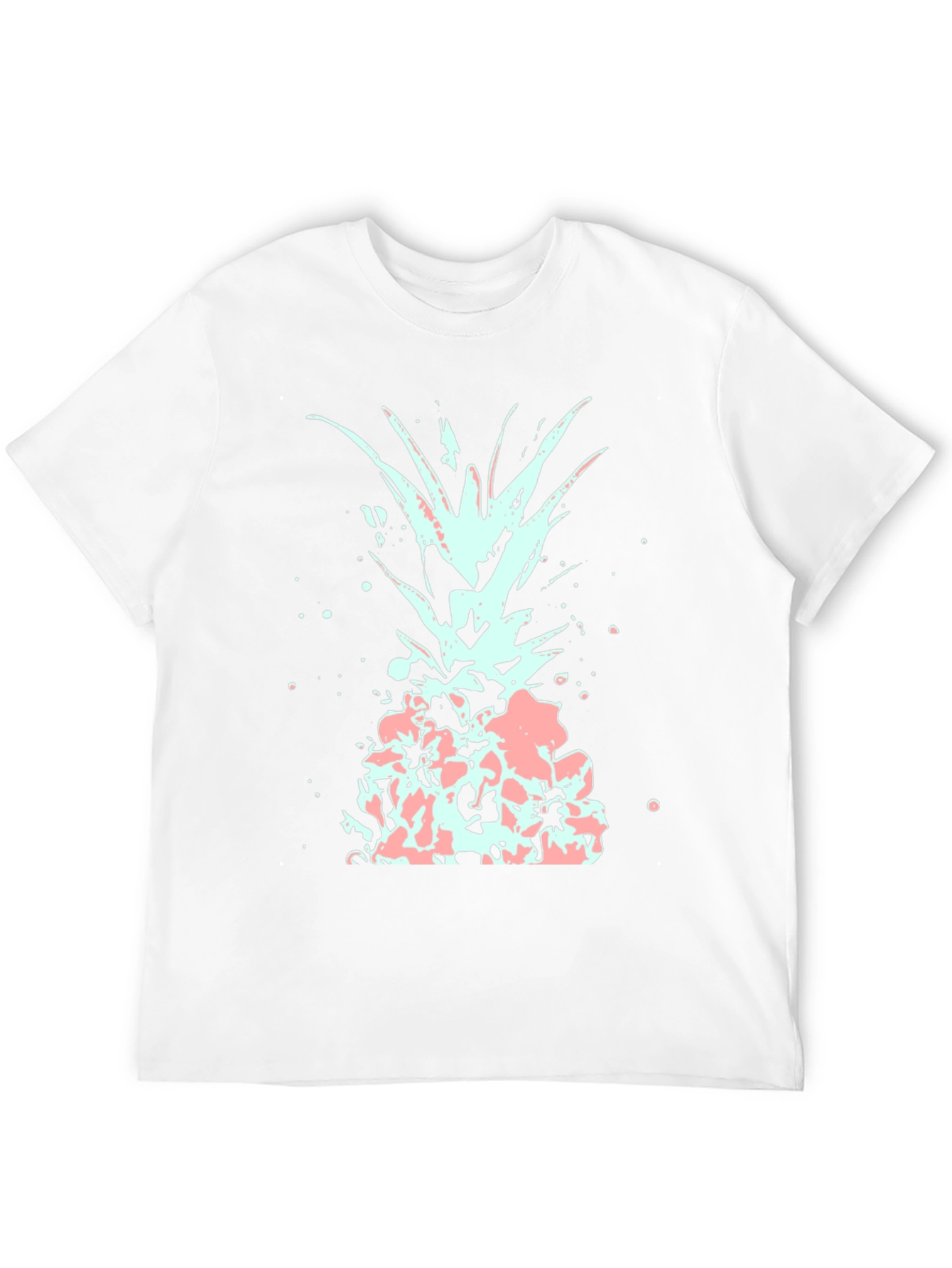 Mens Black T-Shirt with Abstract Pineapple Design