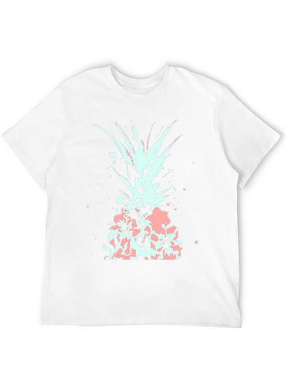 Mens Black T-Shirt with Abstract Pineapple Design