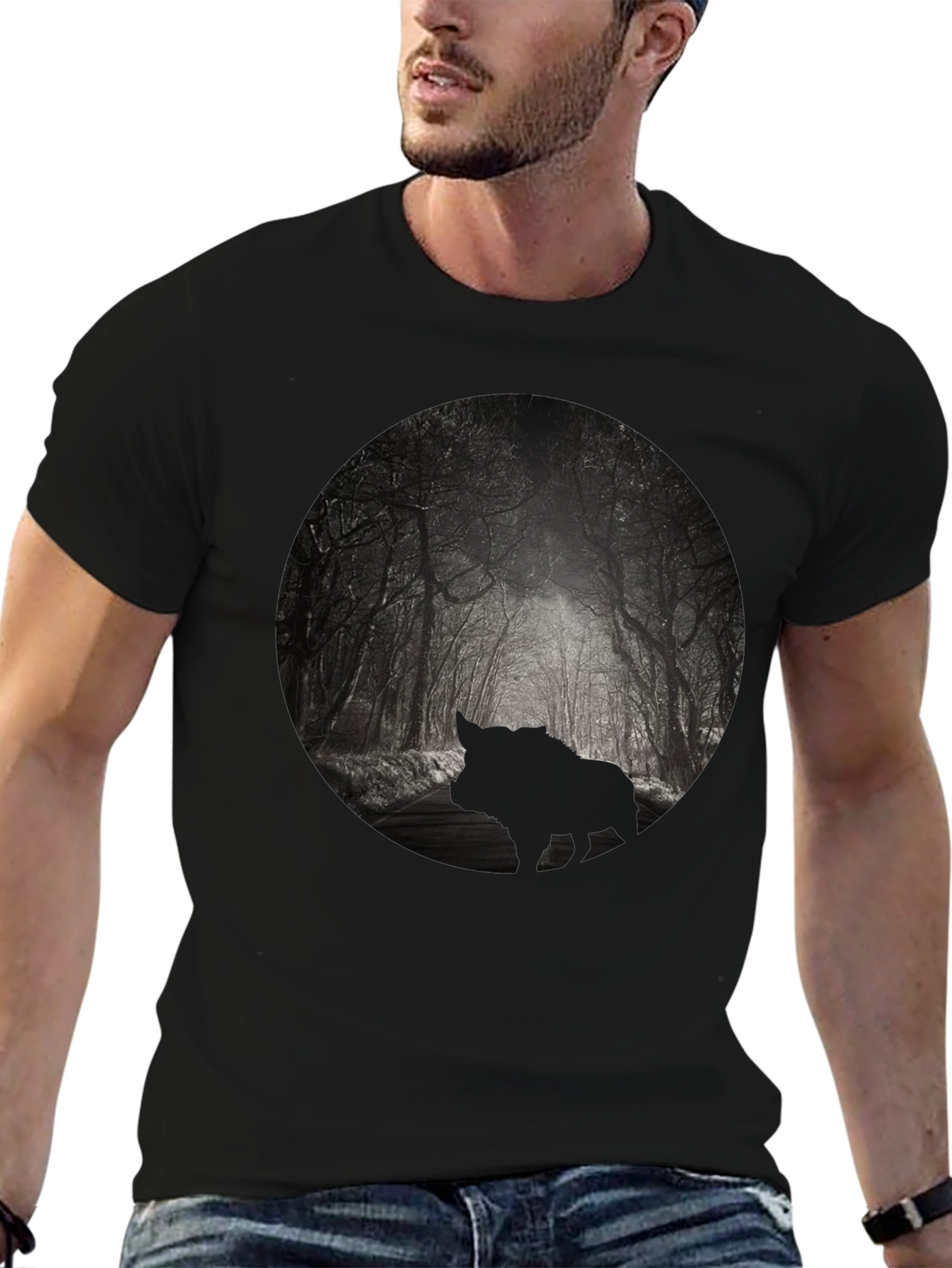 Mens Black Forest Silhouette Graphic Tee