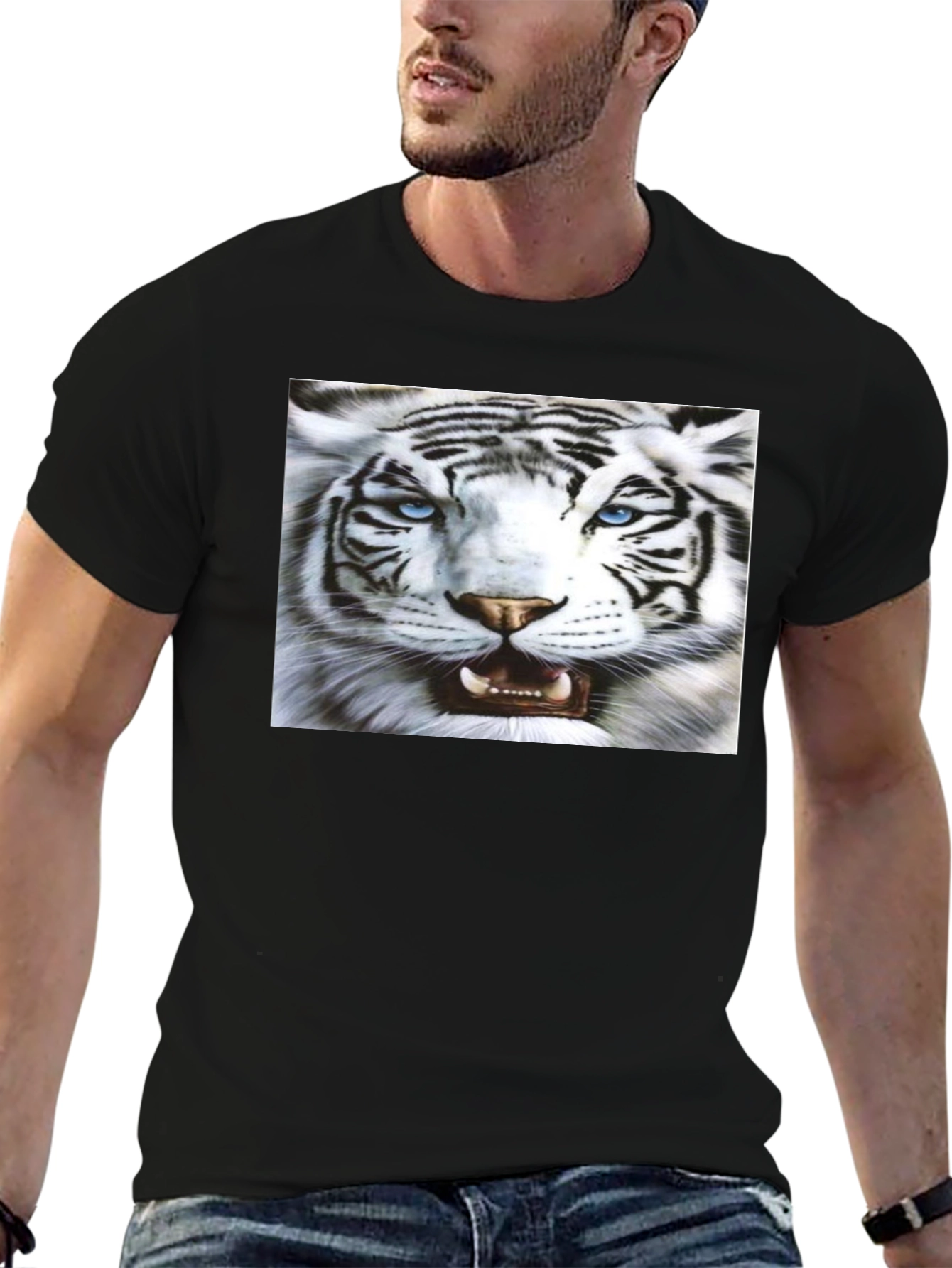 Bold Tiger Graphic Black T-Shirt