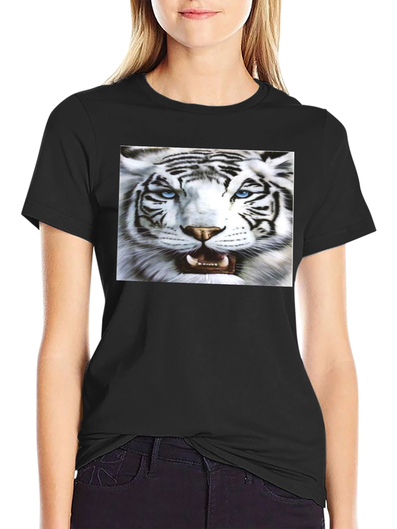 Bold Tiger Graphic Black T-Shirt