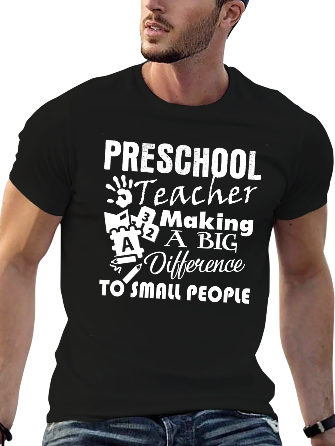 Preschool Teacher Making a Big Difference Black T-Shirt