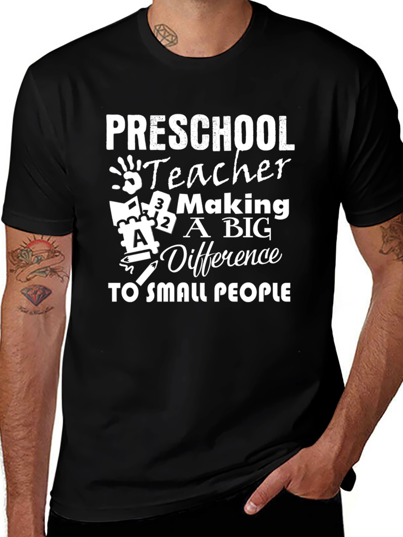 Preschool Teacher Making a Big Difference Black T-Shirt