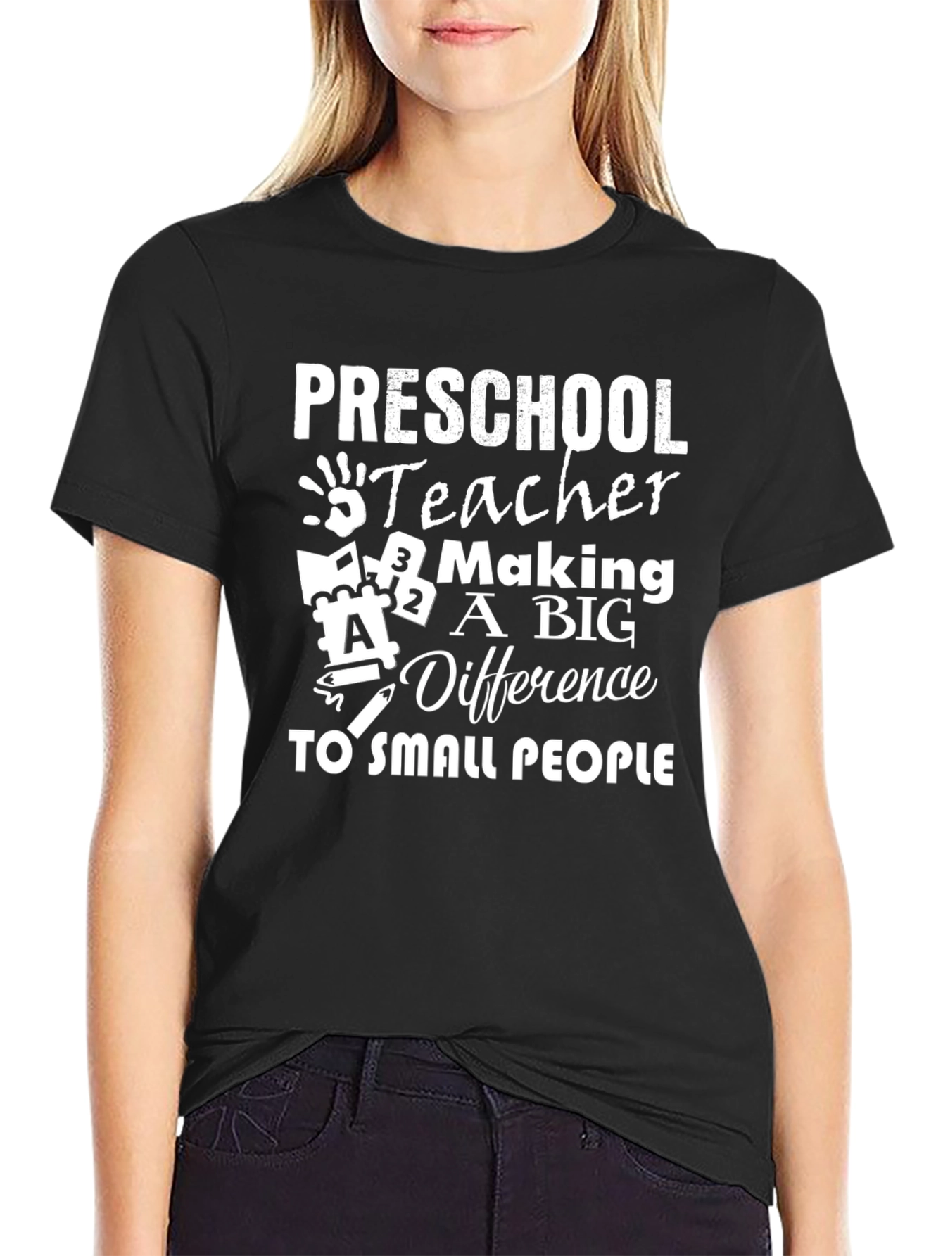 Preschool Teacher Making a Big Difference Black T-Shirt