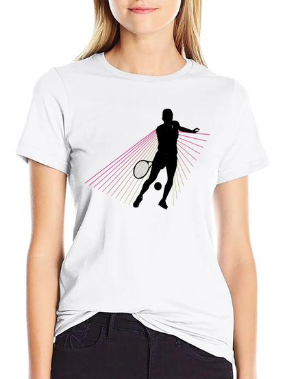 Tennis Player Graphic T-Shirt - Black