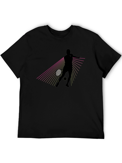 Tennis Player Graphic T-Shirt - Black