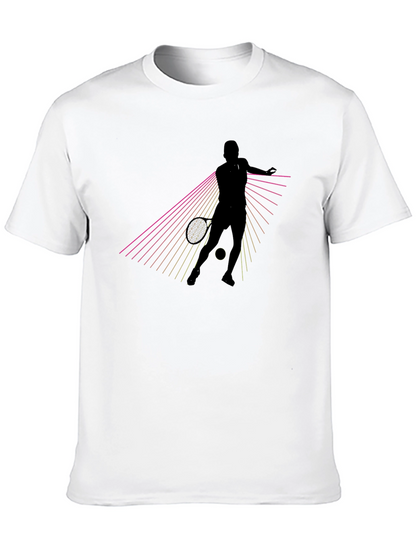 Tennis Player Graphic T-Shirt - Black