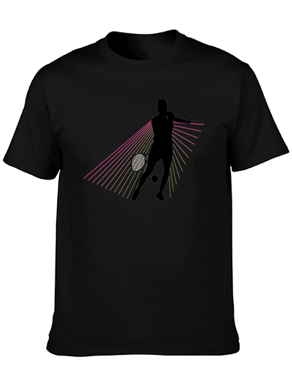 Tennis Player Graphic T-Shirt - Black