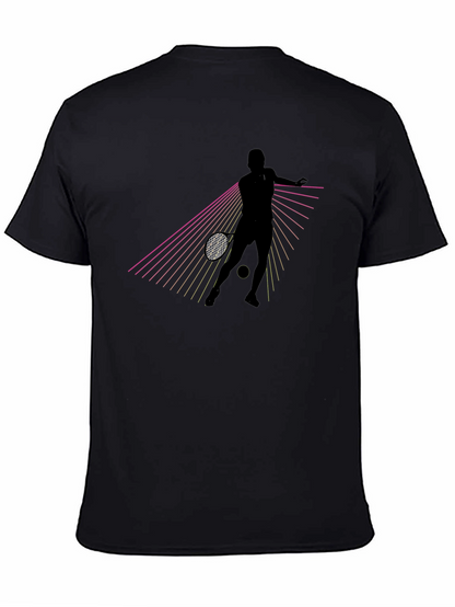 Tennis Player Graphic T-Shirt - Black