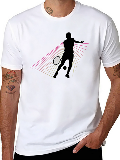 Tennis Player Graphic T-Shirt - Black