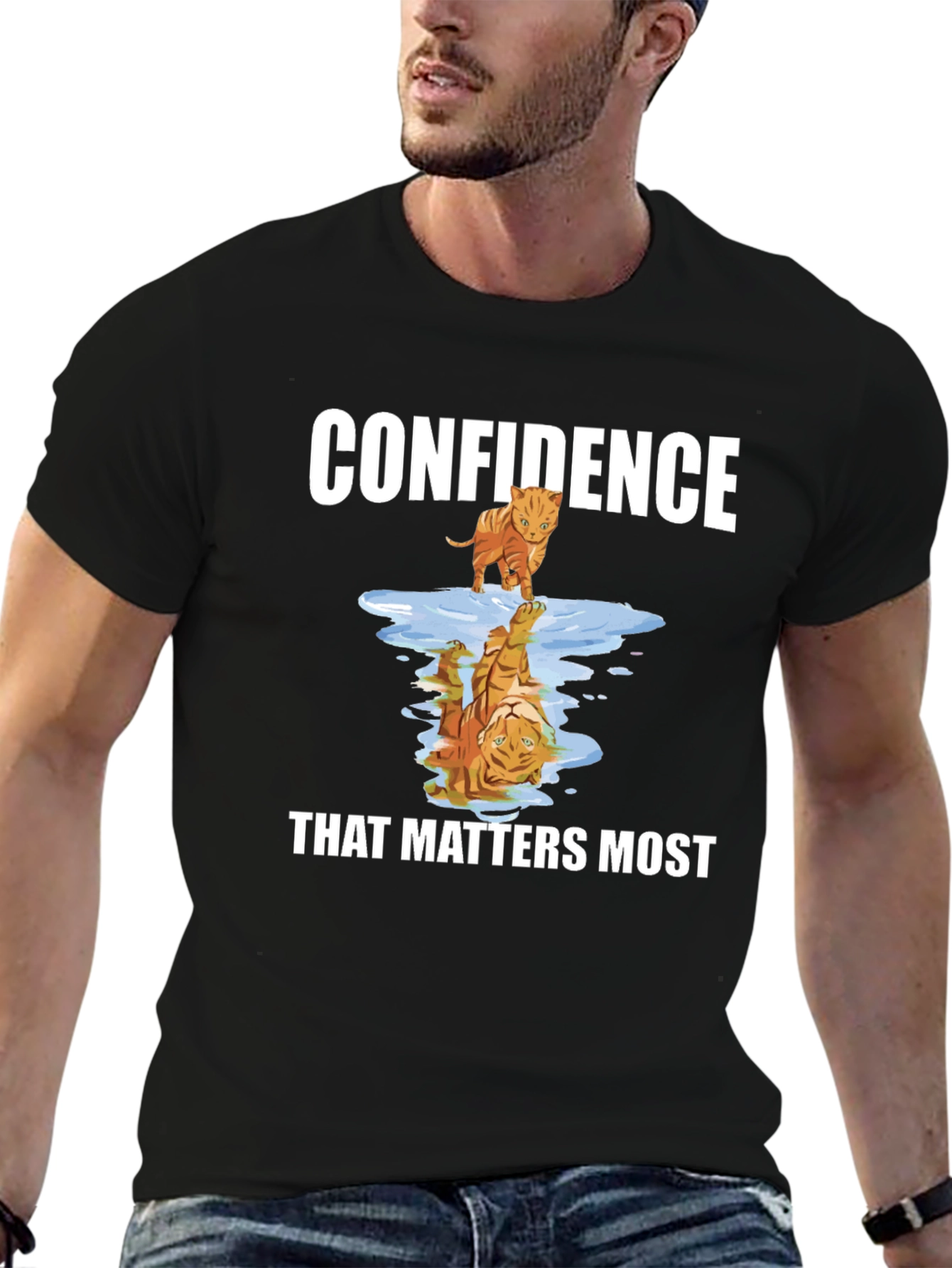 Confidence Tiger Reflection Graphic T-Shirt