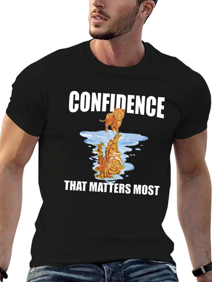 Confidence Tiger Reflection Graphic T-Shirt