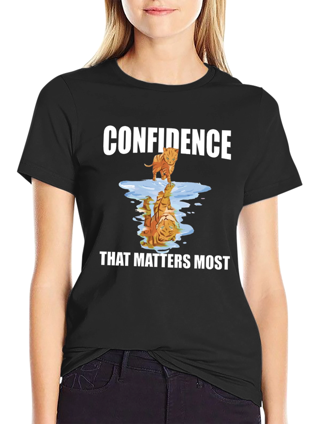 Confidence Tiger Reflection Graphic T-Shirt
