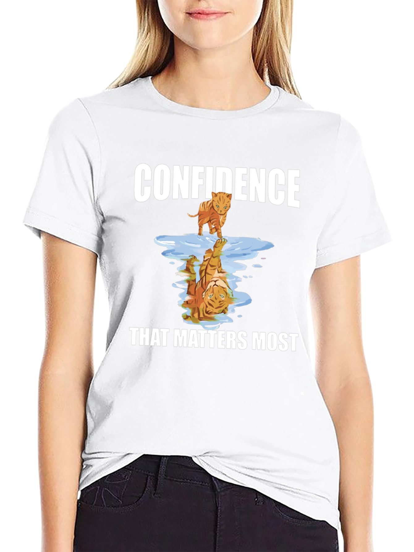 Confidence Tiger Reflection Graphic T-Shirt