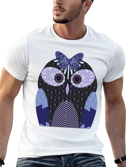 Artistic Owl Graphic Tee - Mens Black T-Shirt