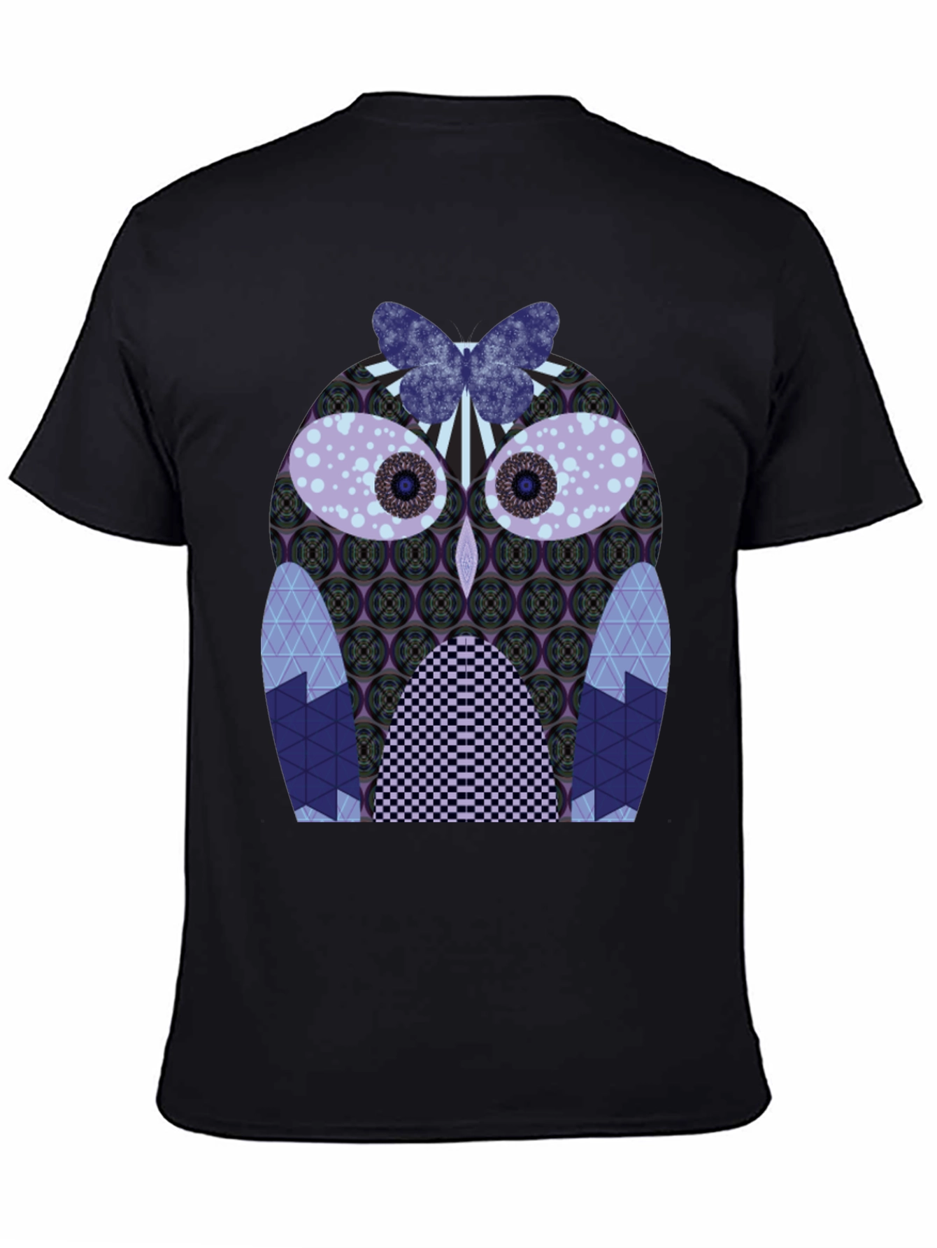 Artistic Owl Graphic Tee - Mens Black T-Shirt