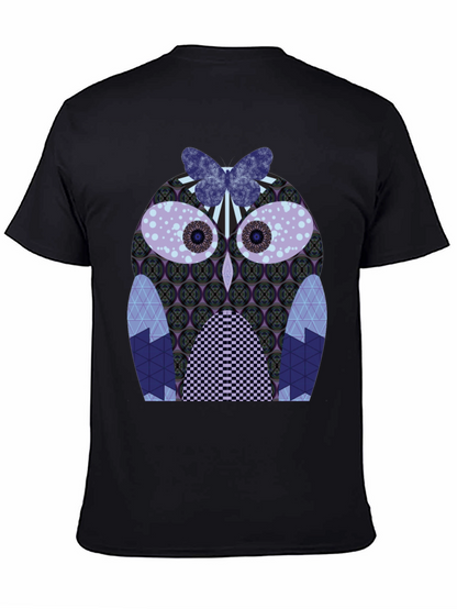 Artistic Owl Graphic Tee - Mens Black T-Shirt
