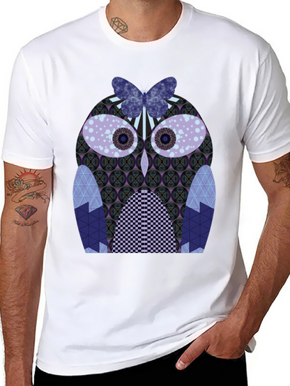 Artistic Owl Graphic Tee - Mens Black T-Shirt