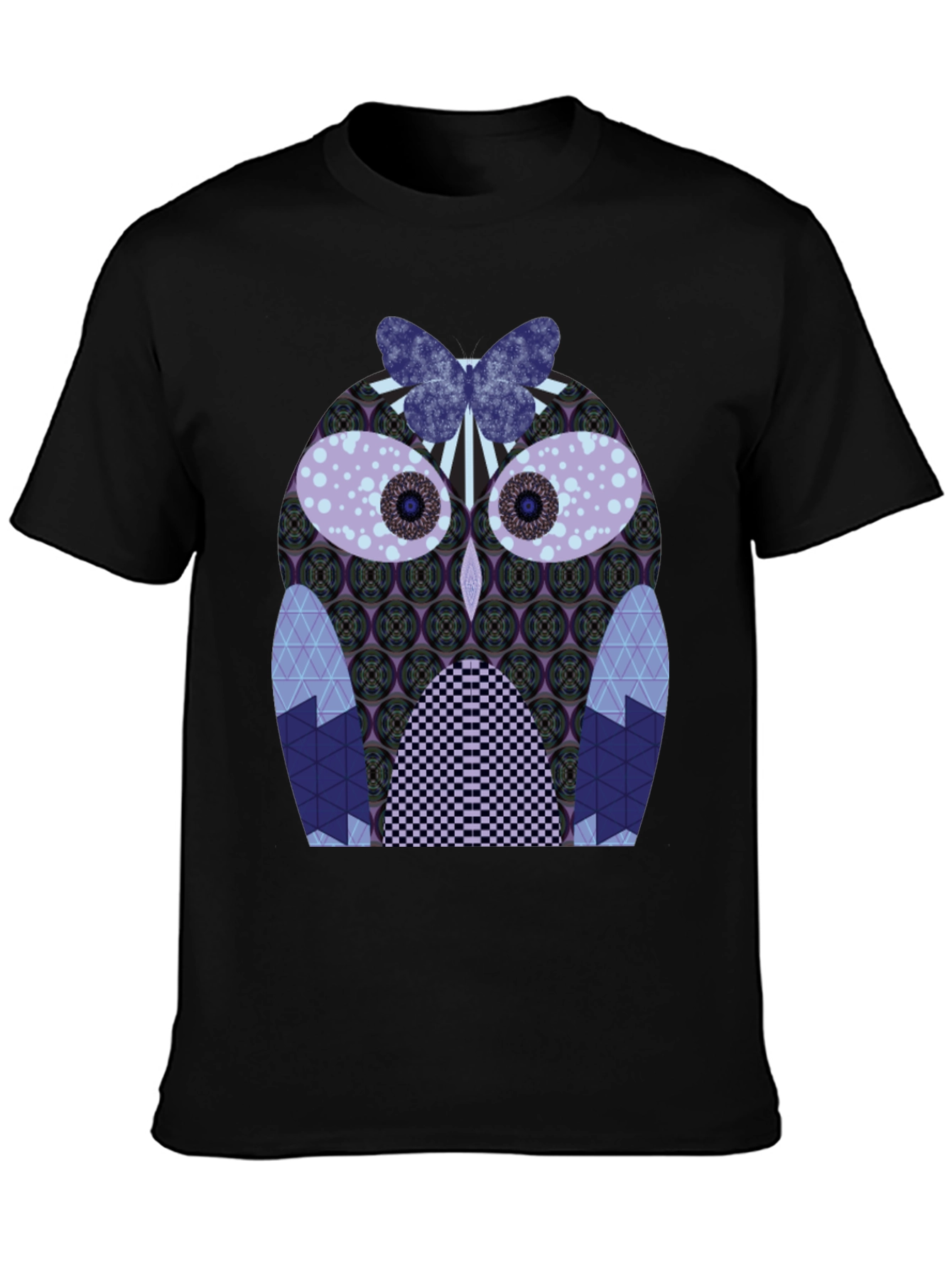 Artistic Owl Graphic Tee - Mens Black T-Shirt