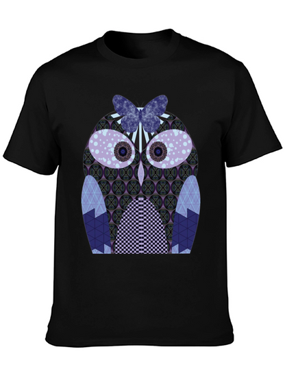 Artistic Owl Graphic Tee - Mens Black T-Shirt