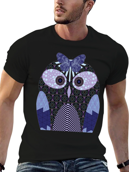 Artistic Owl Graphic Tee - Mens Black T-Shirt