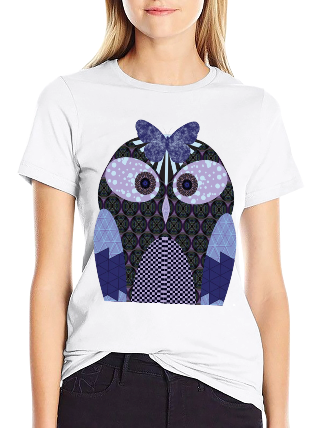 Artistic Owl Graphic Tee - Mens Black T-Shirt