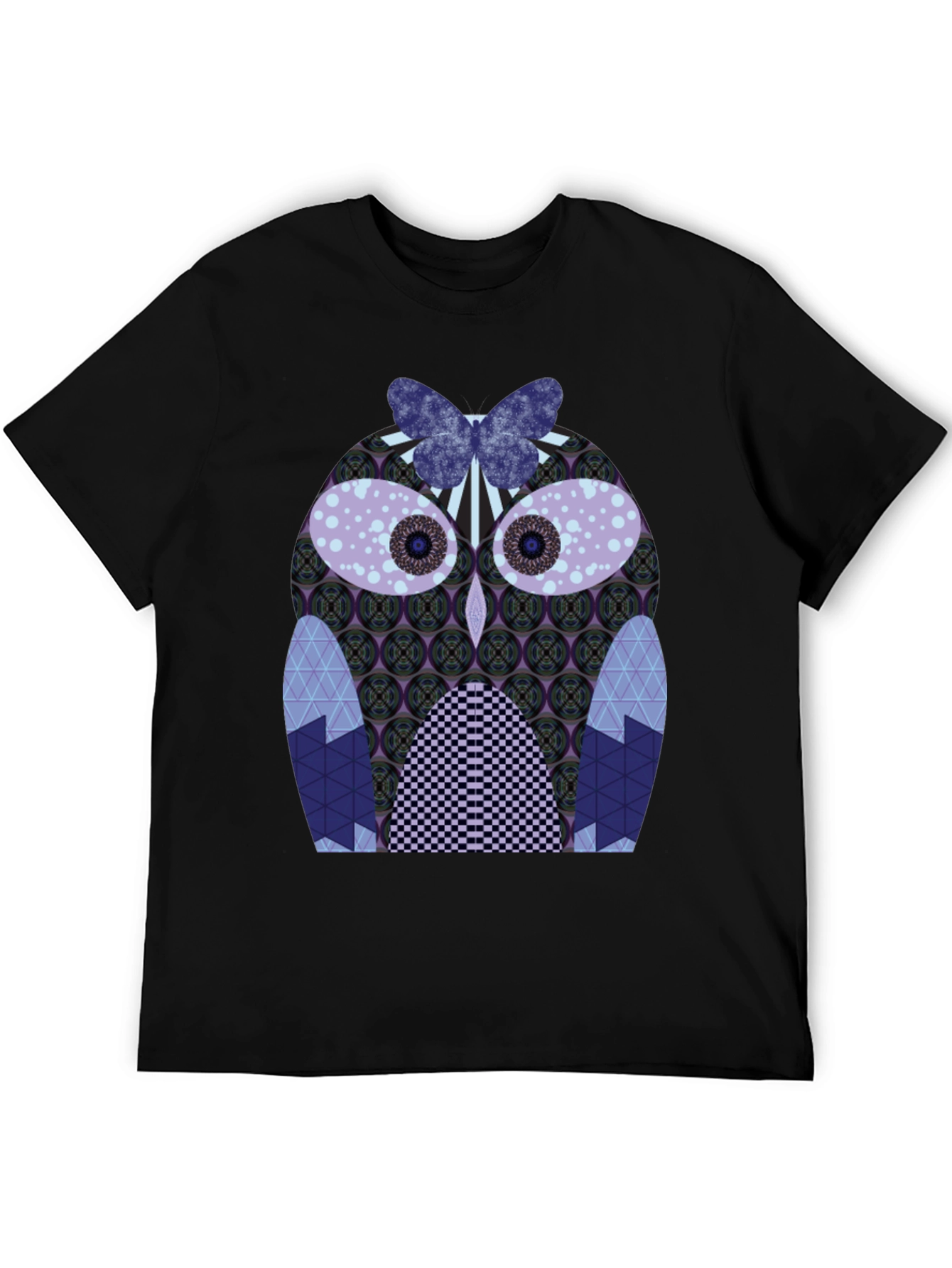 Artistic Owl Graphic Tee - Mens Black T-Shirt