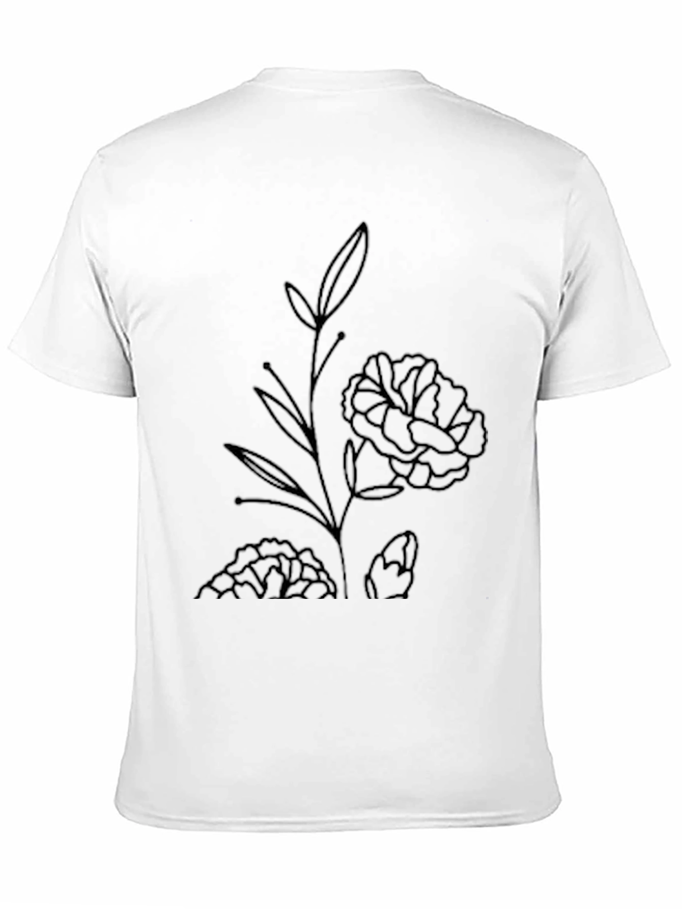 Minimalist Floral Graphic Black T-Shirt