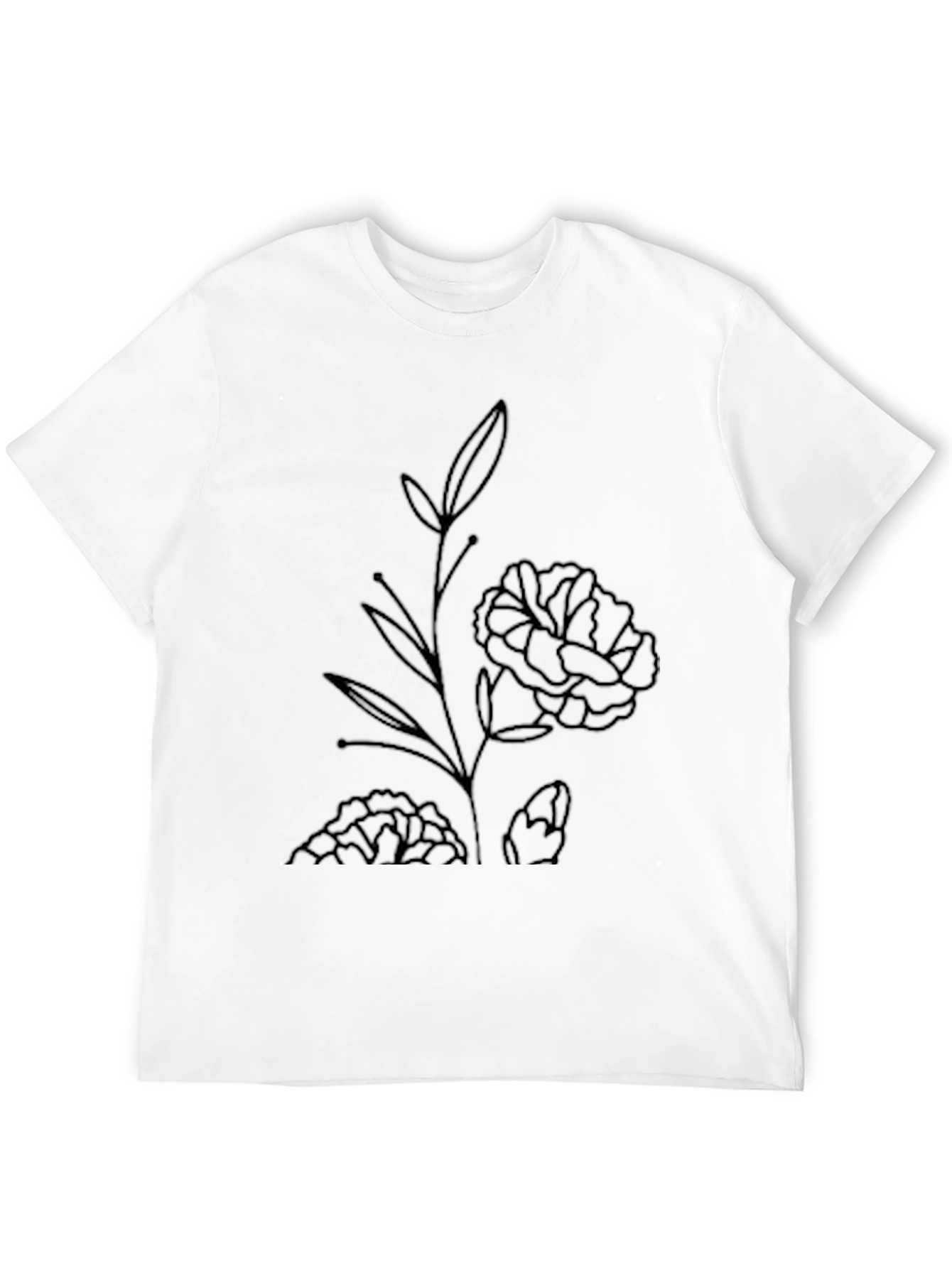 Minimalist Floral Graphic Black T-Shirt