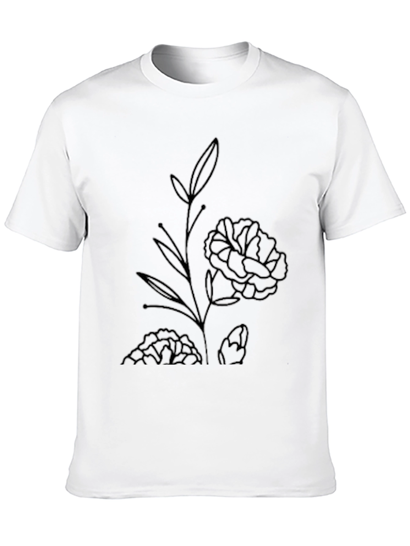 Minimalist Floral Graphic Black T-Shirt