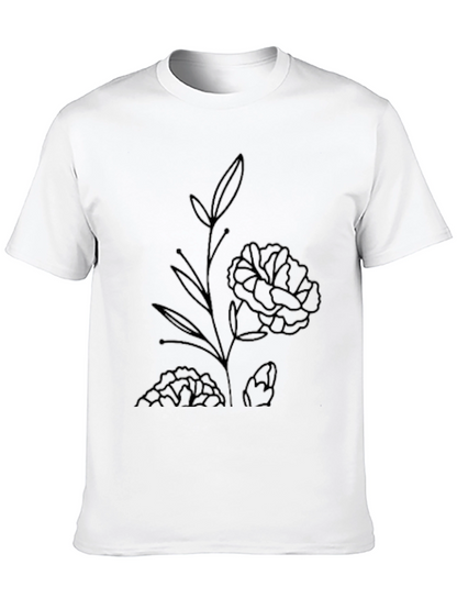 Minimalist Floral Graphic Black T-Shirt