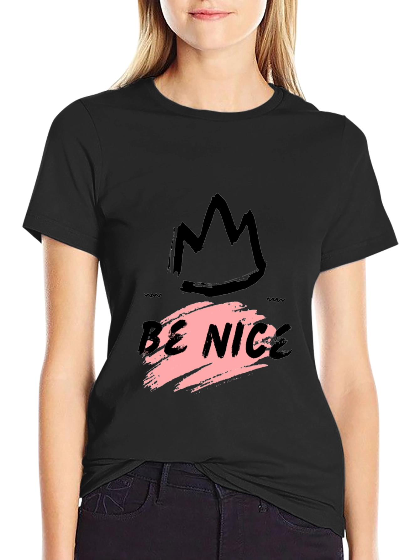 Be Nice Crown Graphic Black T-Shirt