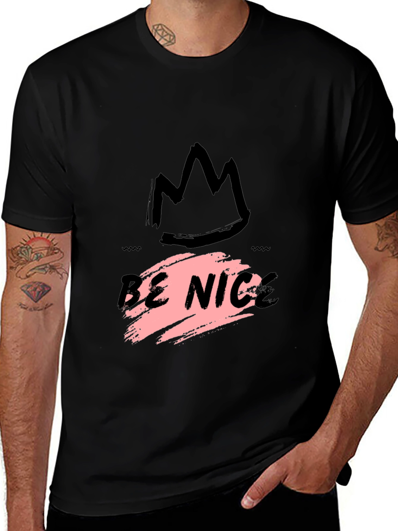 Be Nice Crown Graphic Black T-Shirt