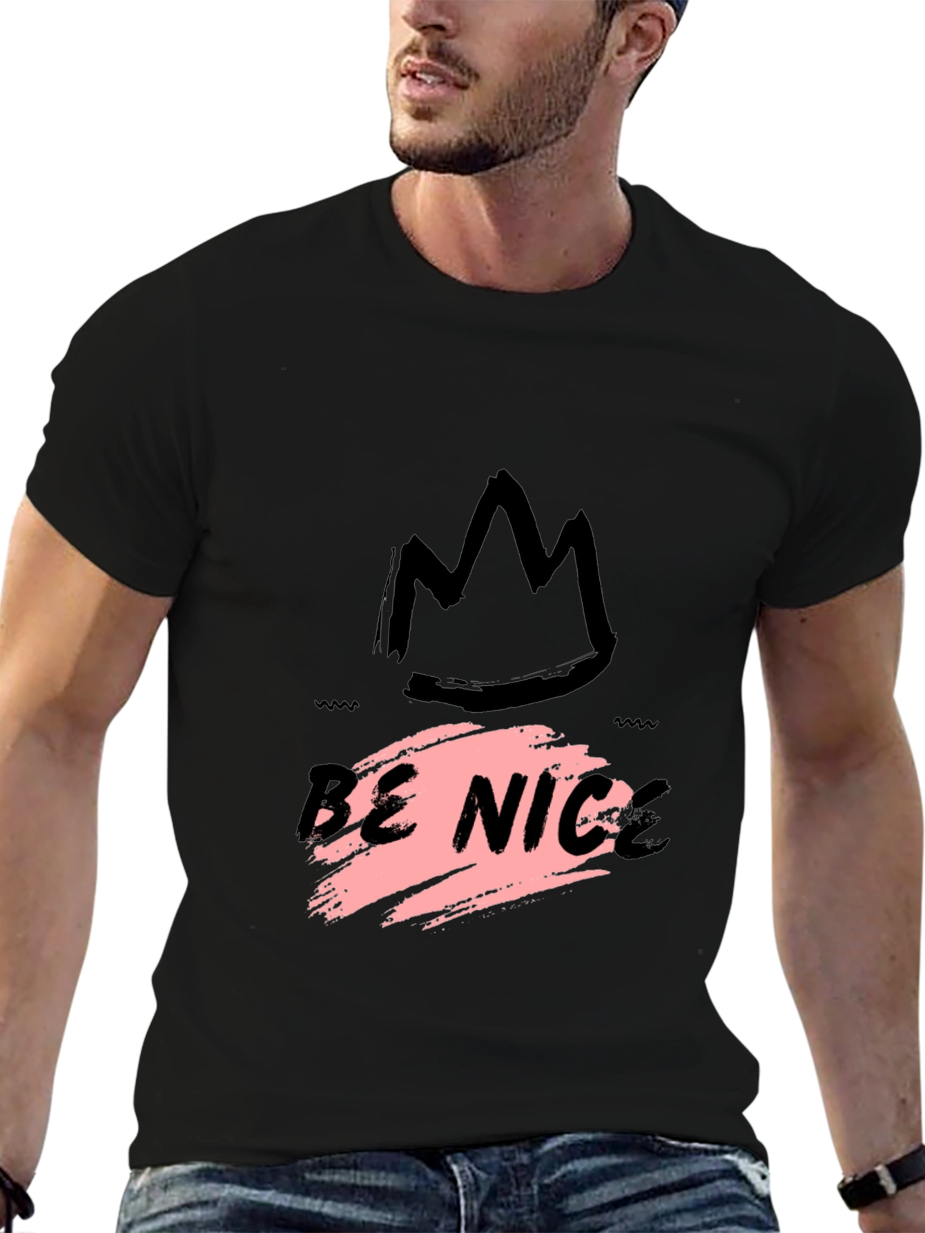 Be Nice Crown Graphic Black T-Shirt