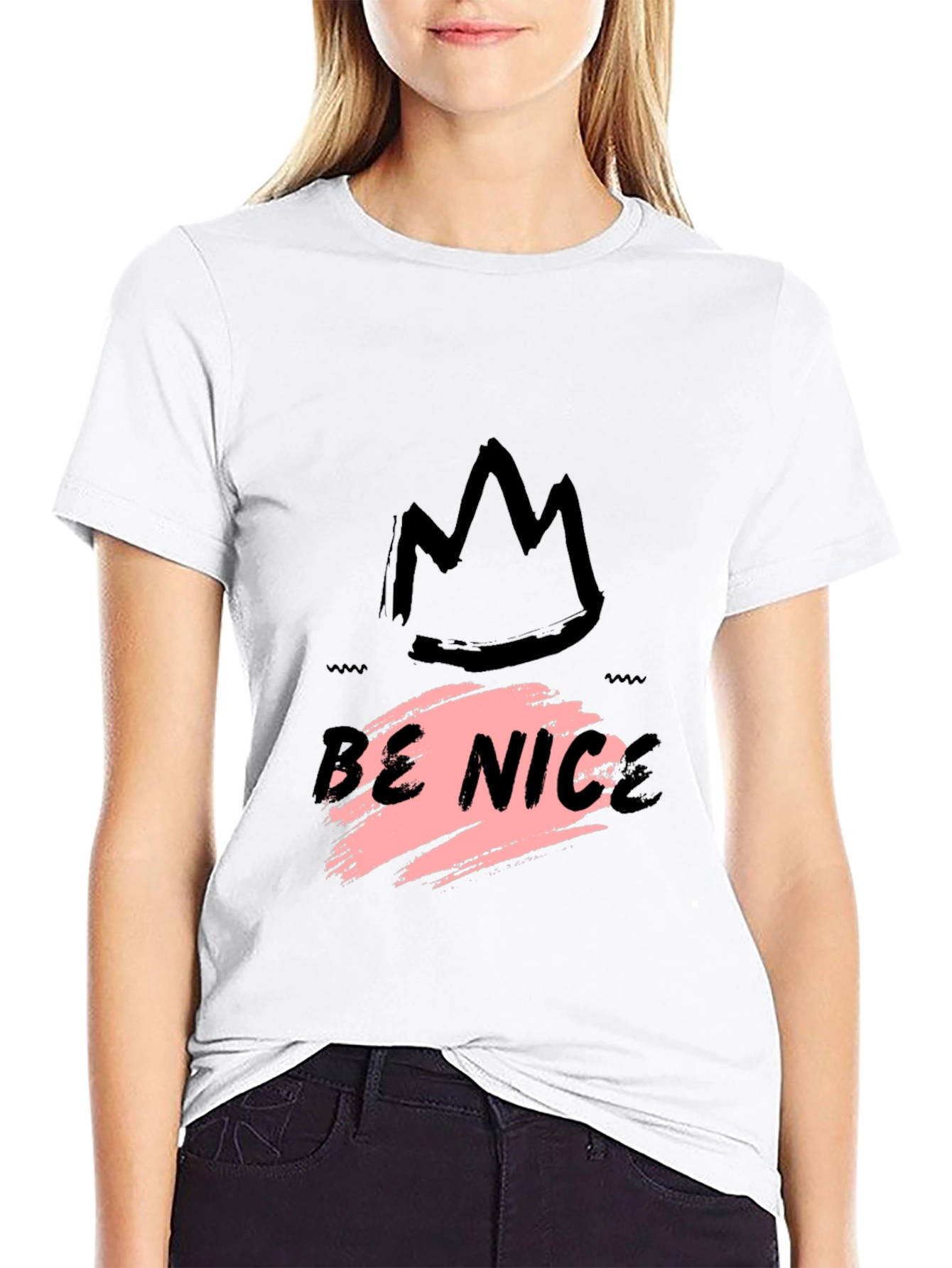 Be Nice Crown Graphic Black T-Shirt