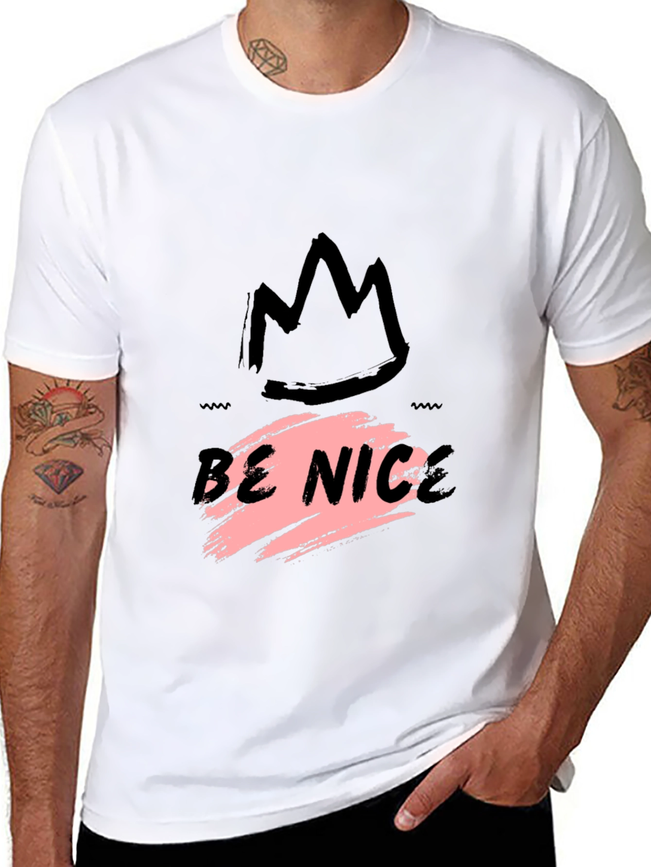 Be Nice Crown Graphic Black T-Shirt
