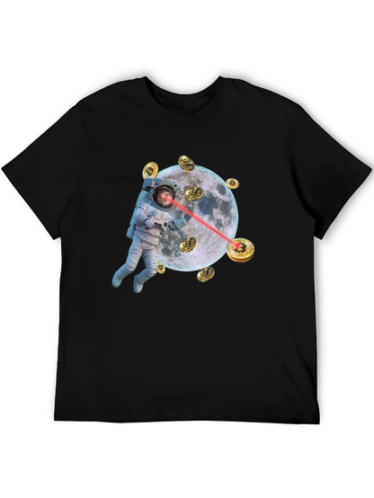 Astronaut Cat Bitcoin Laser Eyes Black T-Shirt