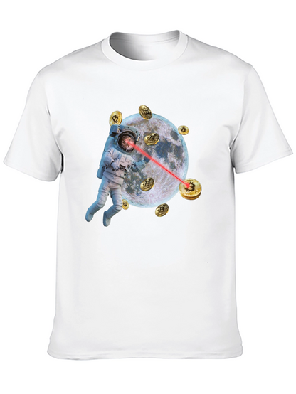 Astronaut Cat Bitcoin Laser Eyes Black T-Shirt