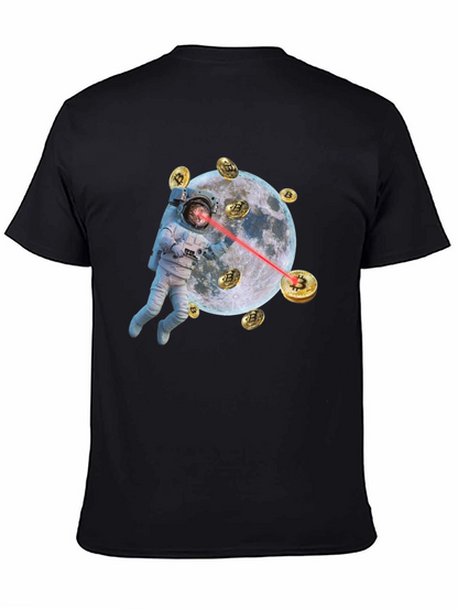 Astronaut Cat Bitcoin Laser Eyes Black T-Shirt